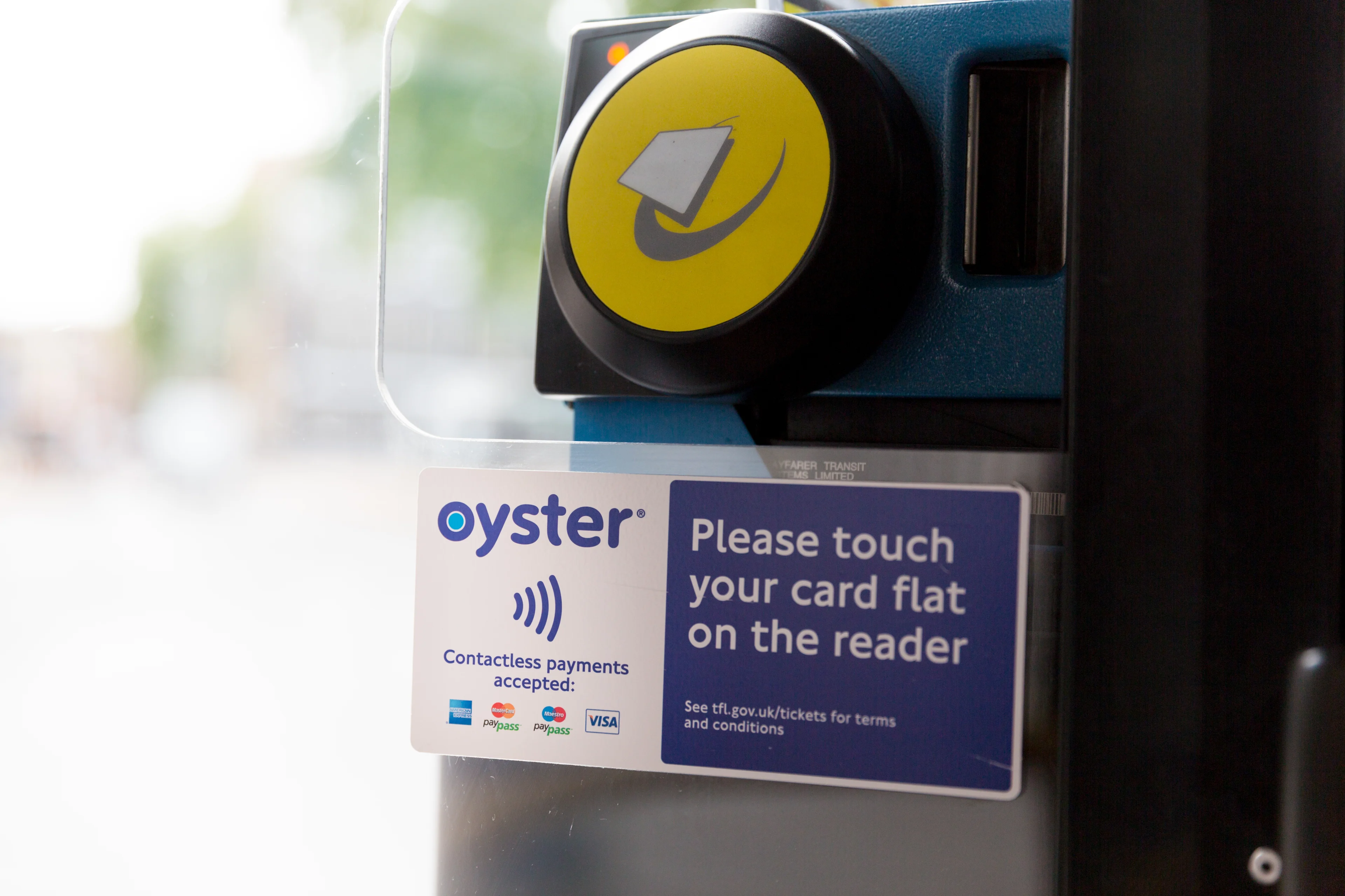 A Transport for London Oyster and contactless card reader