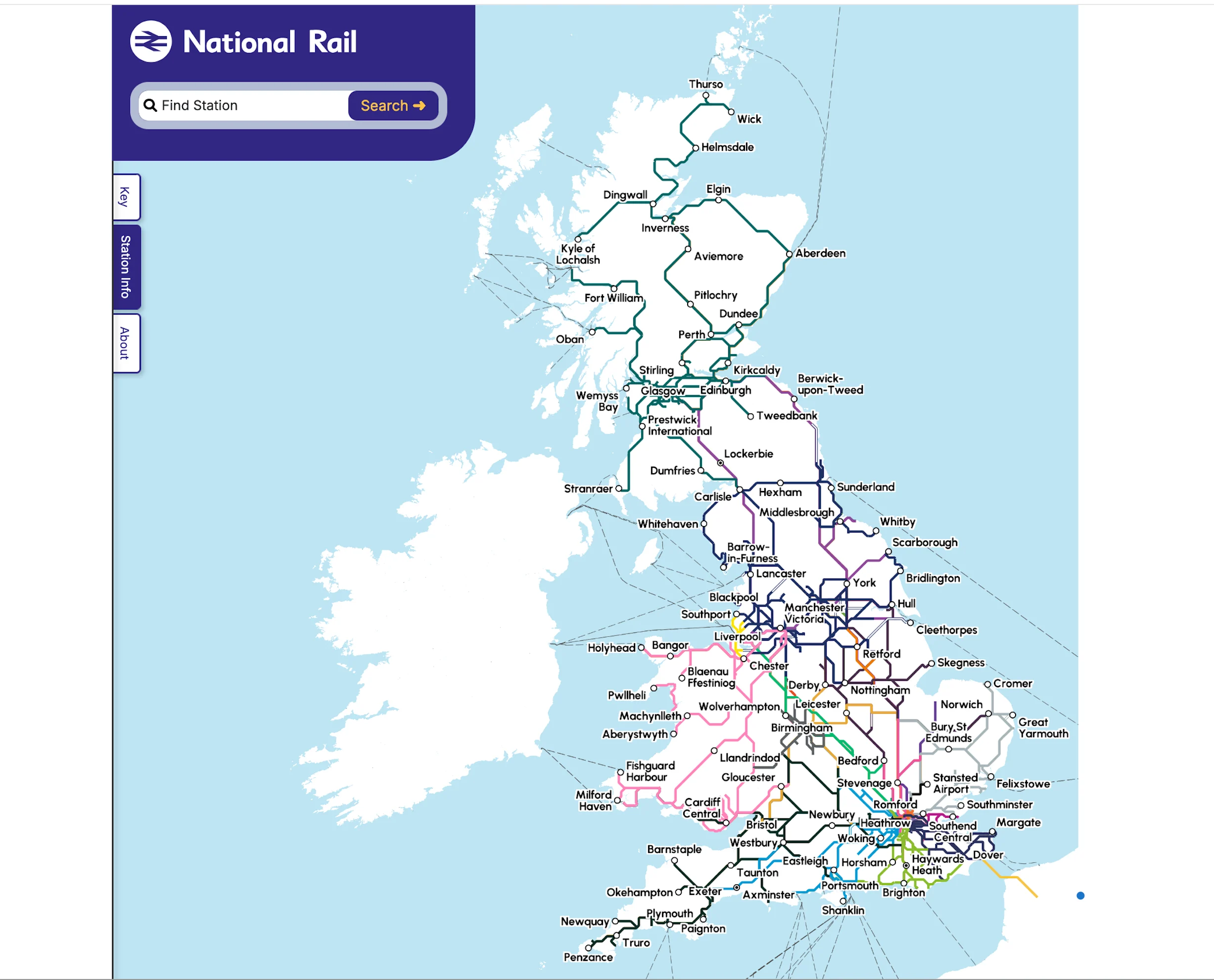 The National Rail Interactive Route Map - thumbnail