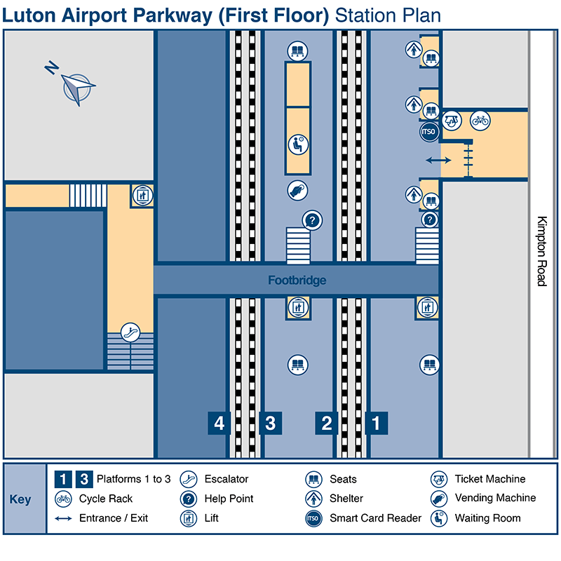 Luton Airport Parkway Station Map  First Floor Platform Level  