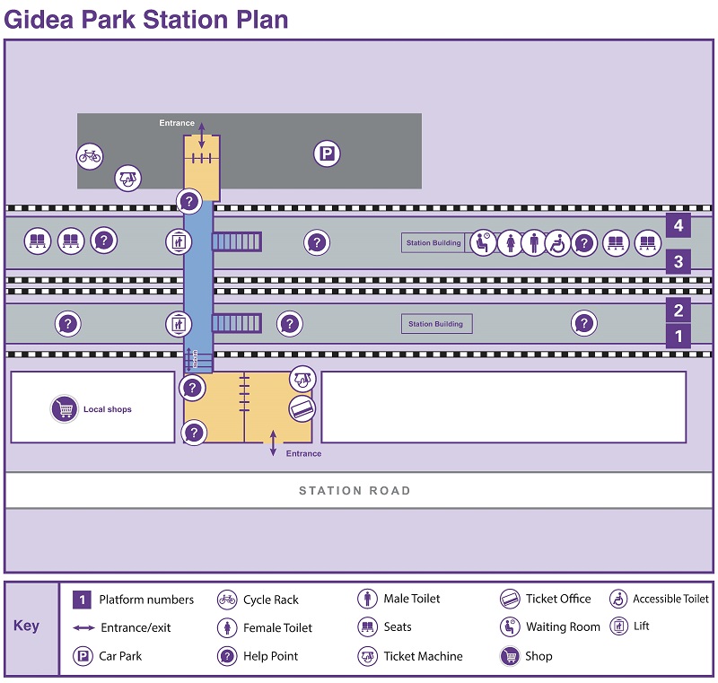 Gidea Park Station Map 