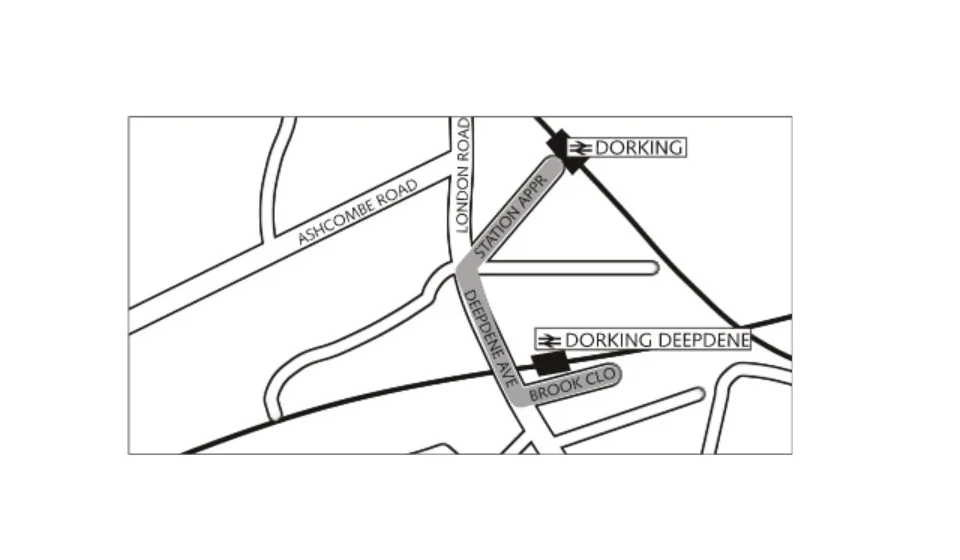 Map of street-level route between stations