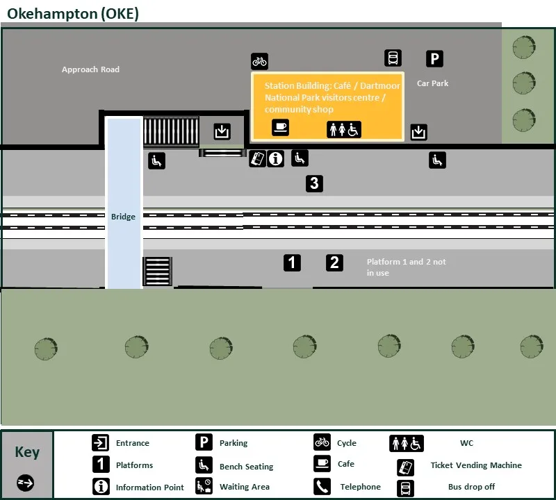 Okehampton station map