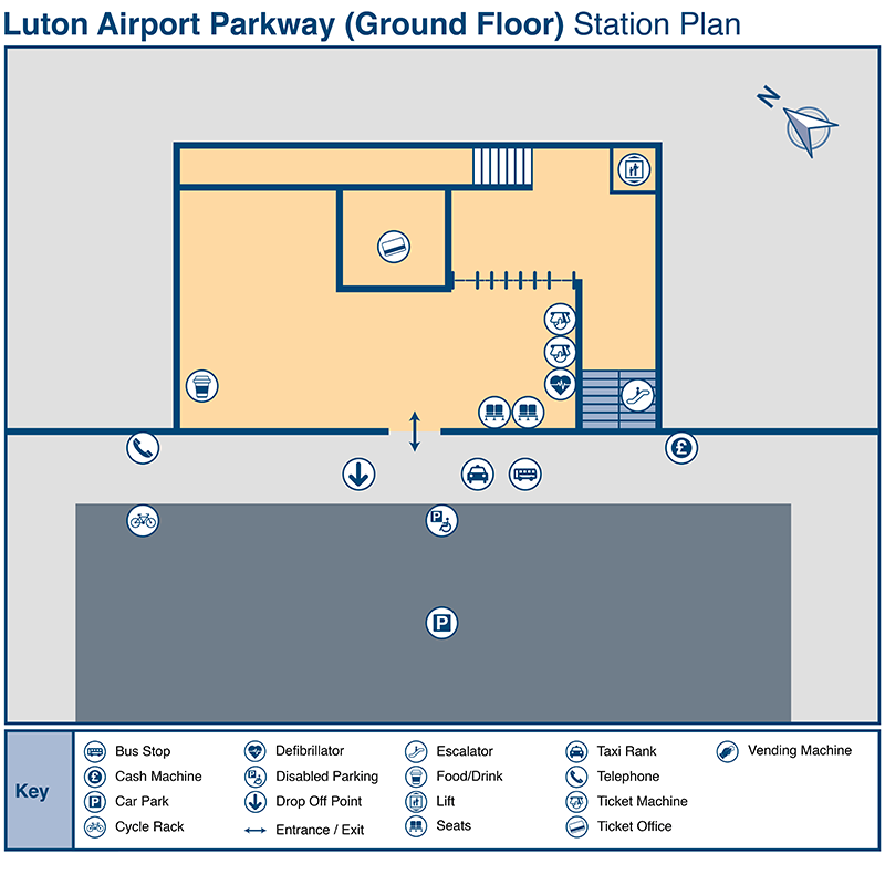 Luton Airport Parkway Station Map  Ground Floor Concourse  