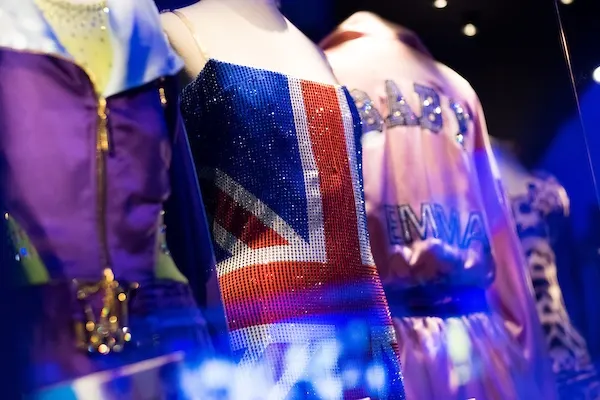 Mannequins dressed in stage costumes originally worn by the Spice Girls.