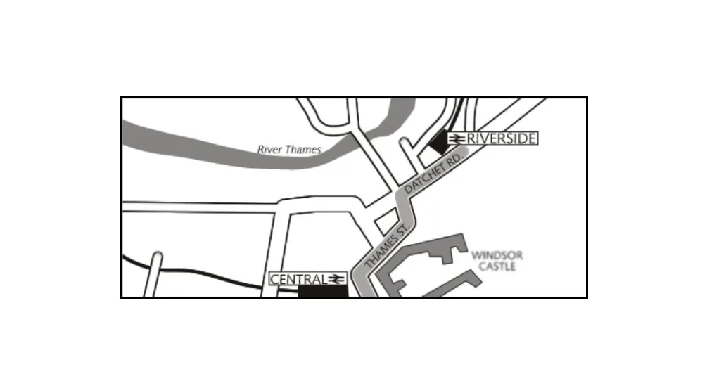 Map of street-level route between stations