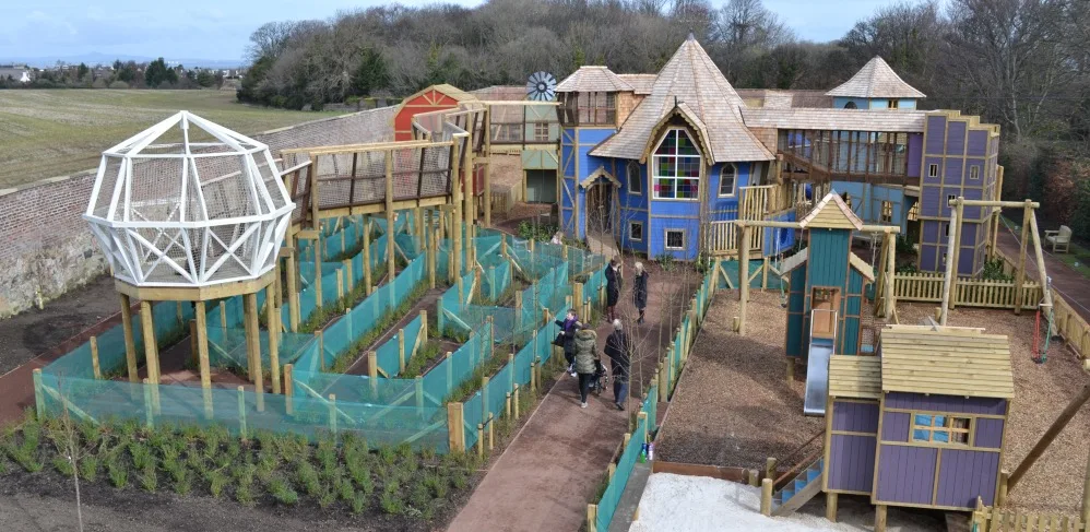 An adventure playground with a maze, climbing frames, slides and more. 