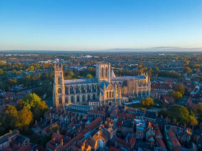 Aerial view of York Minster cathedral