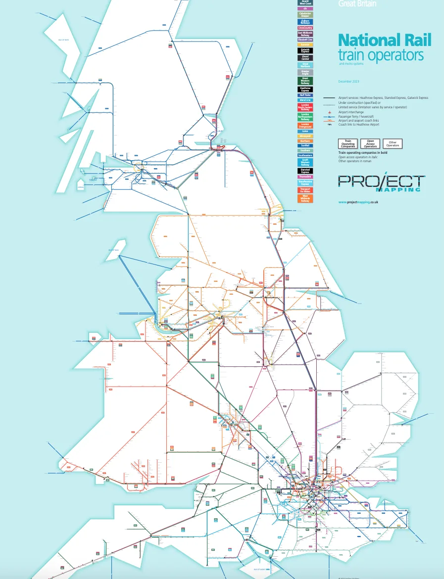 Map of all National Rail Stations by Train Operator