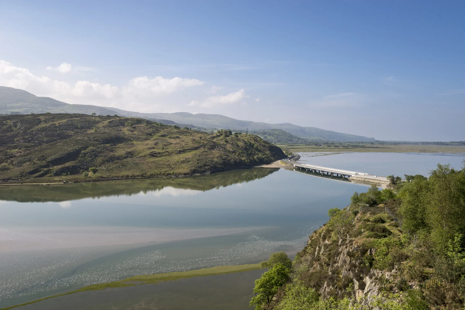 New bridge over the Afon Dwyryd near Harlech in North Wales. View from the Gwaith Powdr nature reserve.