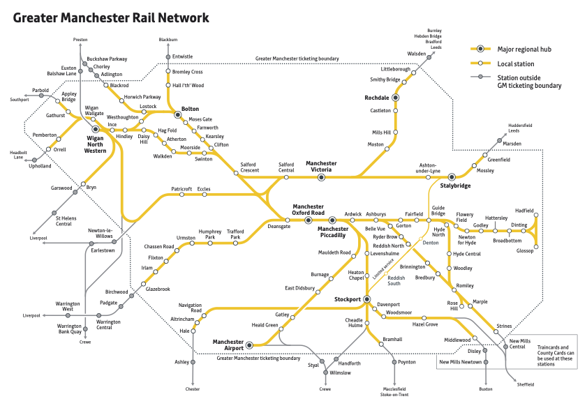 map of stations within Greater Manchester